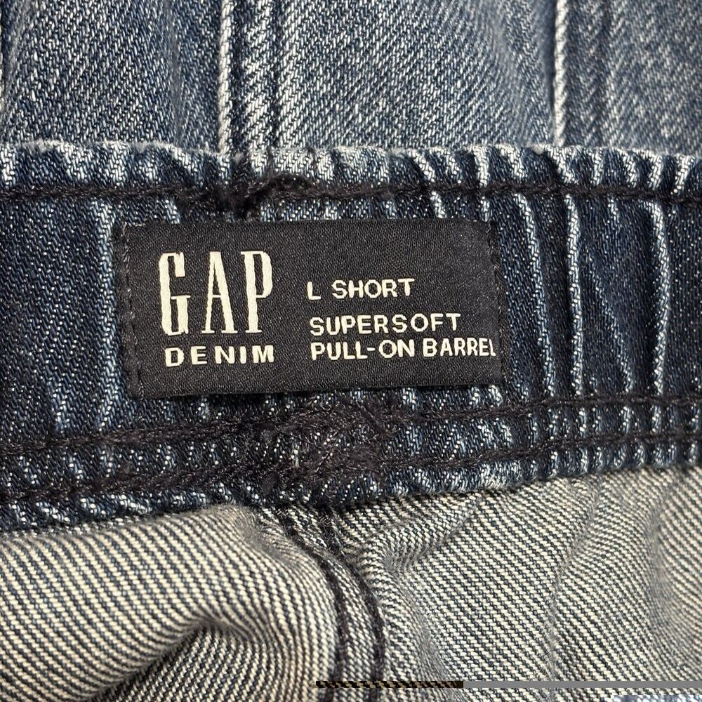 Gap Size Large Short Supersoft Pull On Barrel Jeans Medium Wash NWT - Picture 3 of 6